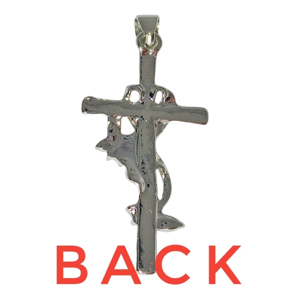 Silver Torque Cross Charm Necklace Choker Fairycore Christian Gothic Lolita 80s - Picture 6 of 12